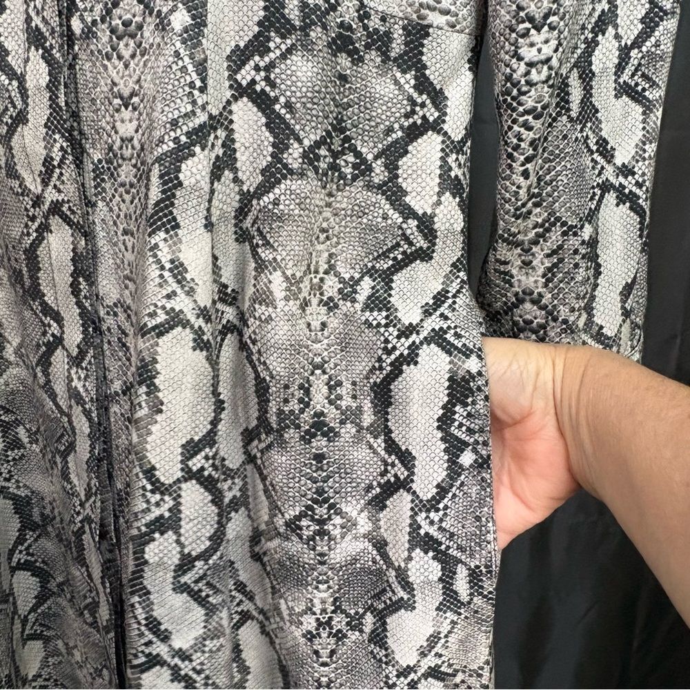 Zara Black and Gray Snake Print Long Sleeve Dress S - Picture 5 of 11